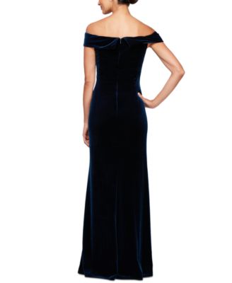 Women's Velvet Off-The-Shoulder Evening Gown