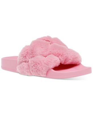 Steve Madden Women's Snooze-Q Quilted Plush Pool Slide Slippers & Slippers - Shoes - Macy's