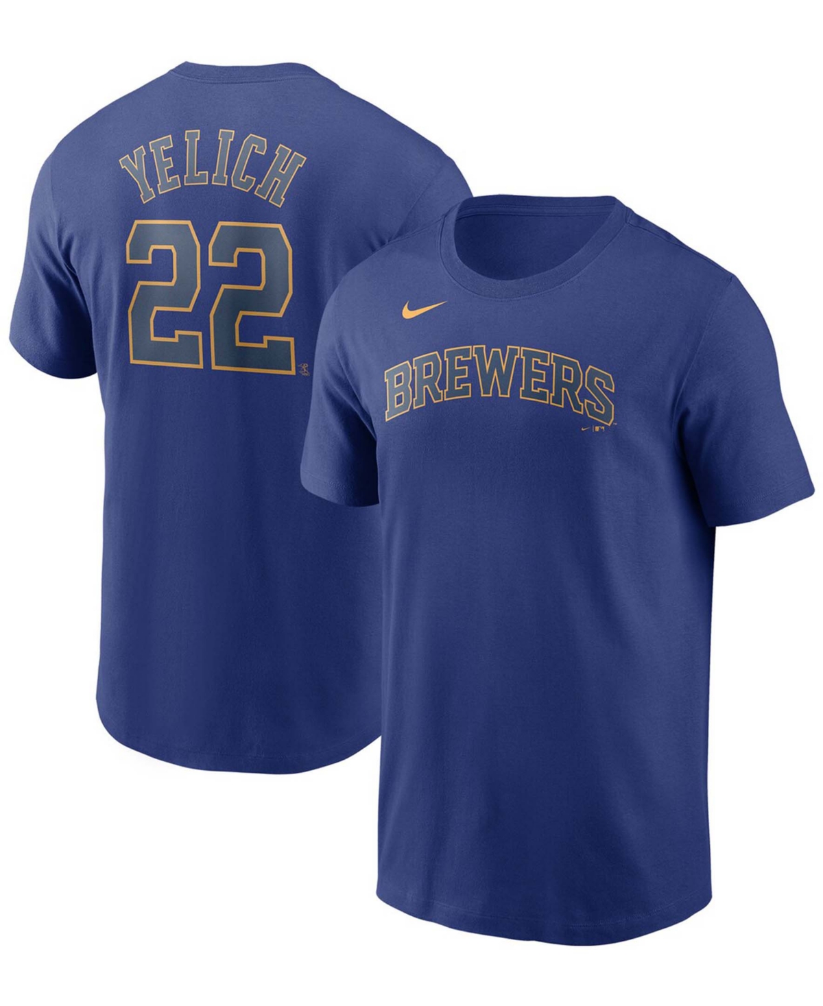 Men's Christian YelichMilwaukee Brewers Name Number T-shirt - Royal