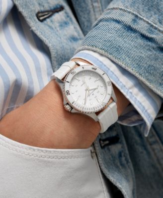 Women's Swiss Khaki Navy Scuba White Rubber Strap Watch 37mm