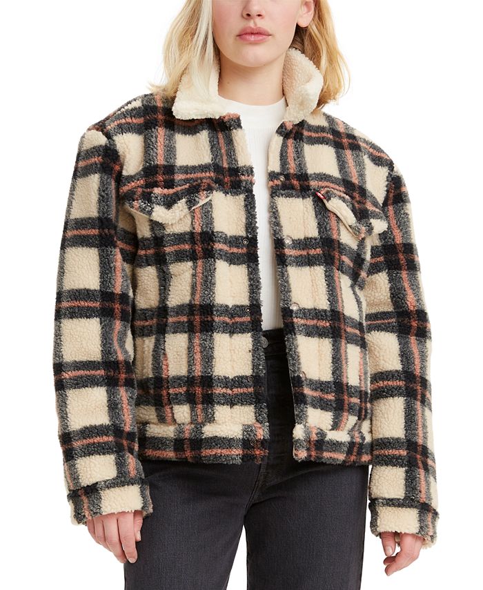 Levi's Plaid Faux-Sherpa Cotton Jacket & Reviews - Jackets & Blazers - Women  - Macy's