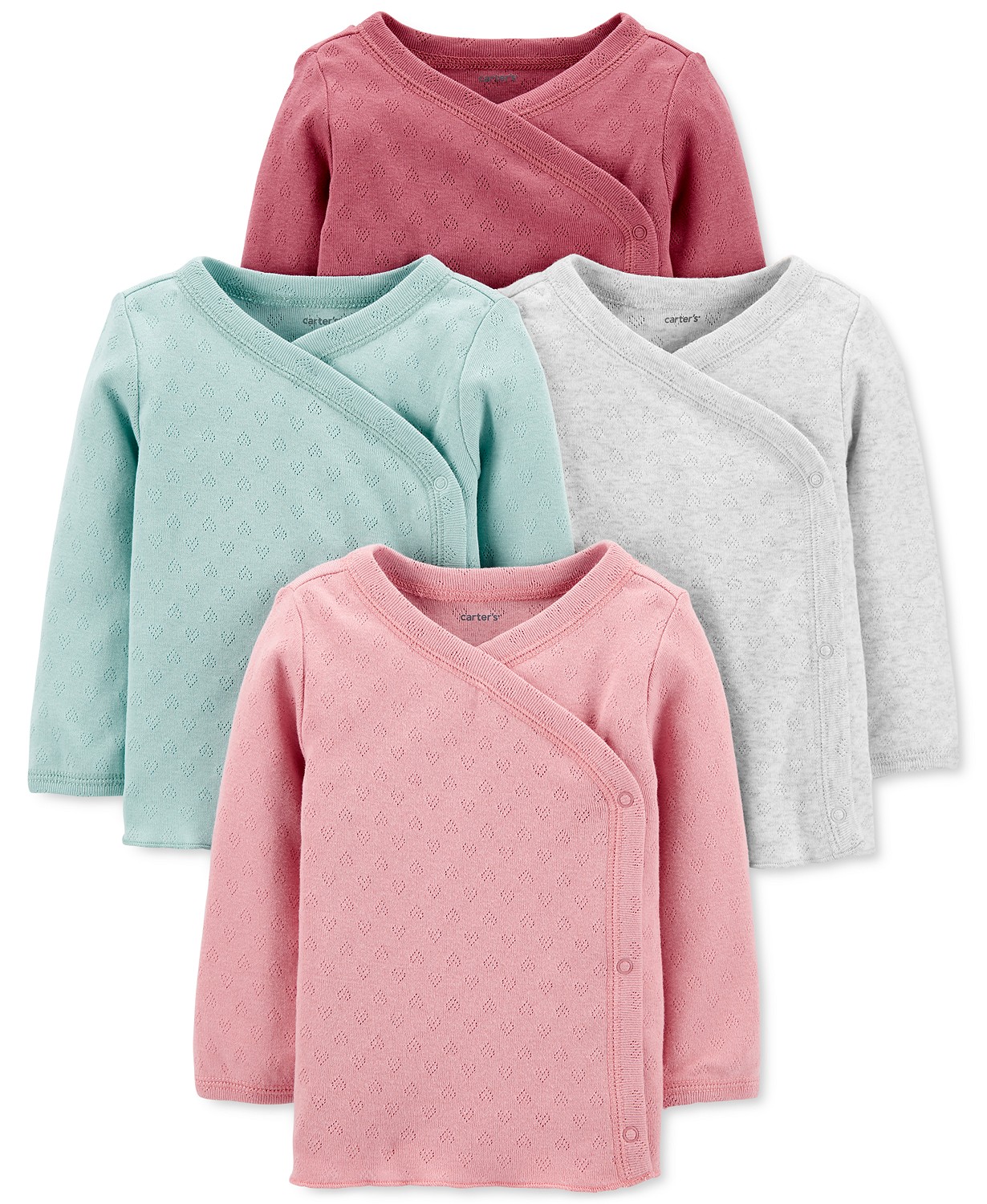 Baby Girls 4-Pack Long-Sleeve Side-Snap Cotton Shirts