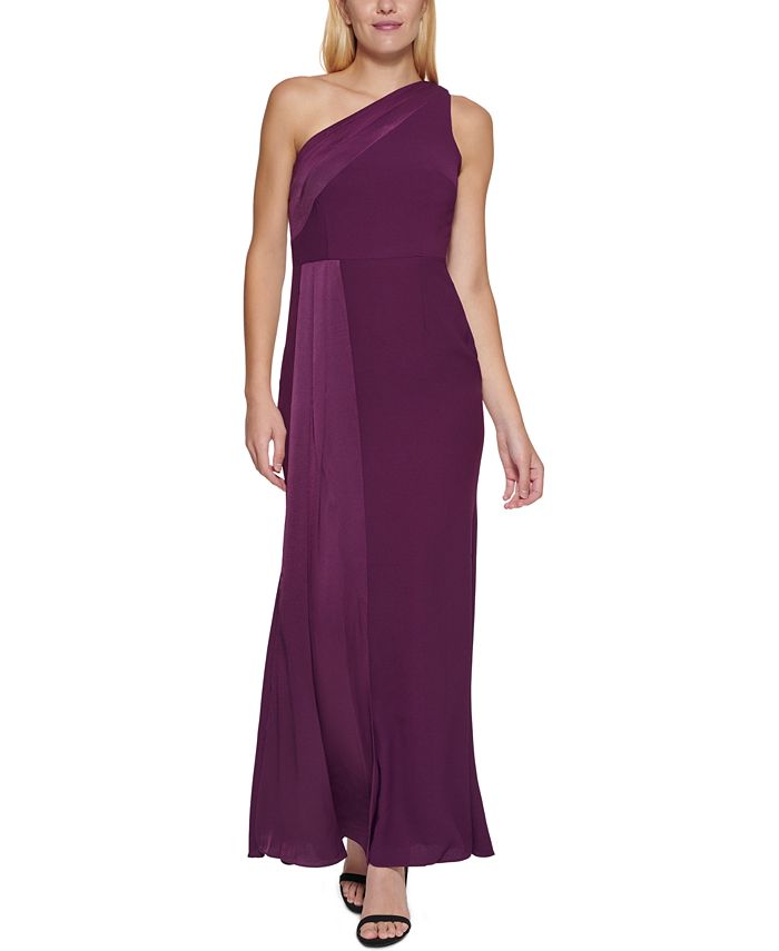 Vince Camuto One-Shoulder Side-Pleated Gown - Macy's