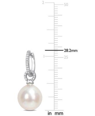 Cultured South Sea Pearl (12mm) & Diamond (1/10 ct. t.w.) Huggie Hoop Earrings in 14k White Gold