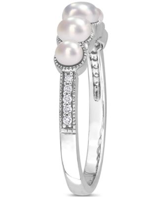 Cultured Freshwater Pearl (3-4-1/2mm) & Diamond Accent Ring in 14k White Gold