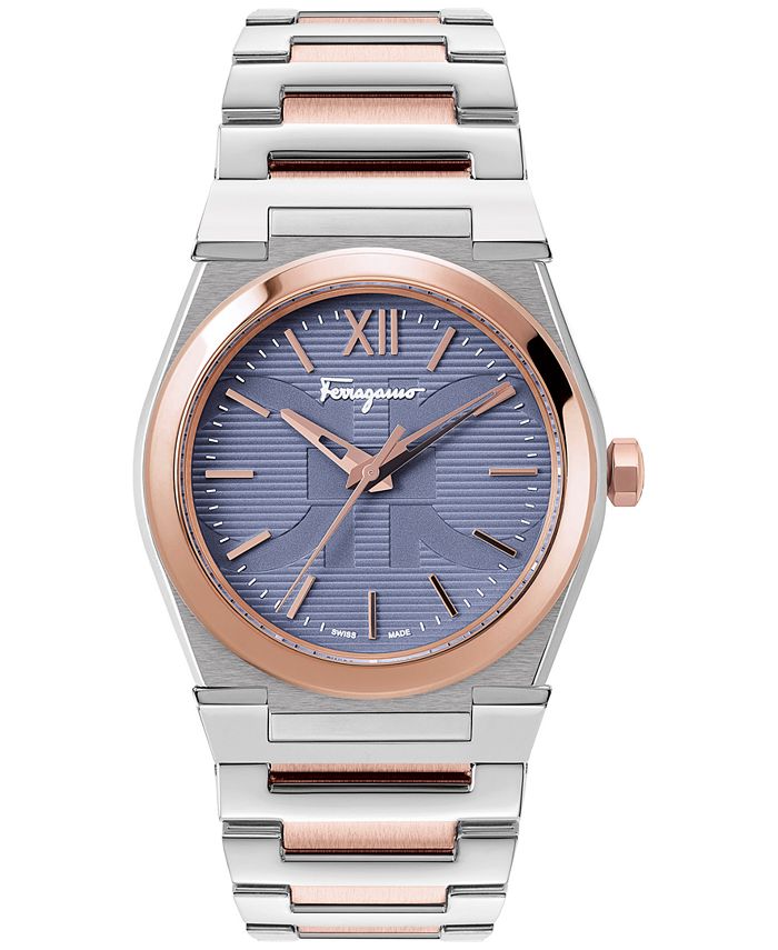 Salvatore Ferragamo - Men's Swiss Vega Two Tone Stainless Steel Bracelet Watch 40mm