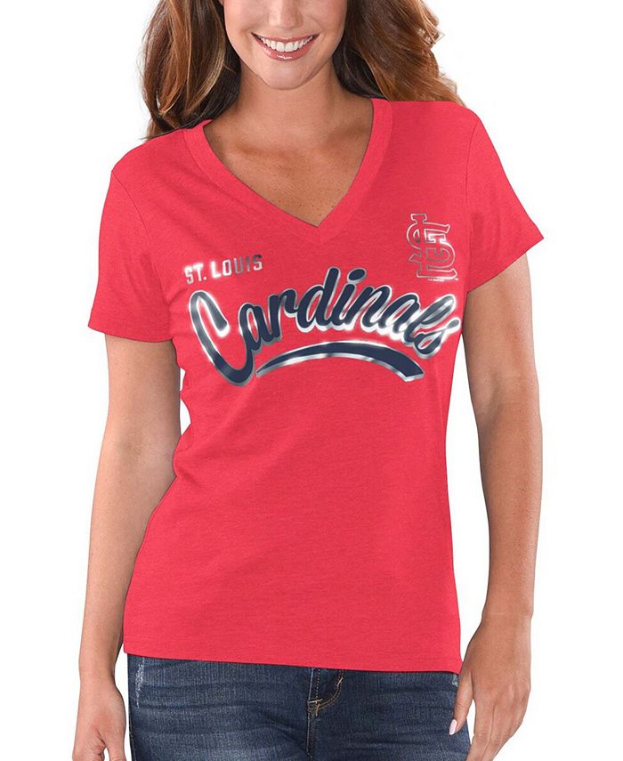 G Iii 4her By Carl Banks Womens Heathered Red St Louis Cardinals Good Day V Neck T Shirt Macys 