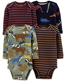Baby Boys 4-Pack Long-Sleeve Cotton Bodysuits
