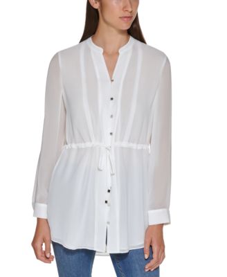 Calvin Klein - Tie-Waist Button-Front Top