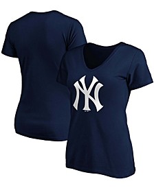 Women's Navy New York Yankees Core Official Logo V-Neck T-shirt
