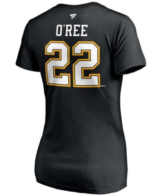 Women's Willie O'Ree Black Boston Bruins Authentic Stack Retired Player Name and Number V-Neck T-shirt