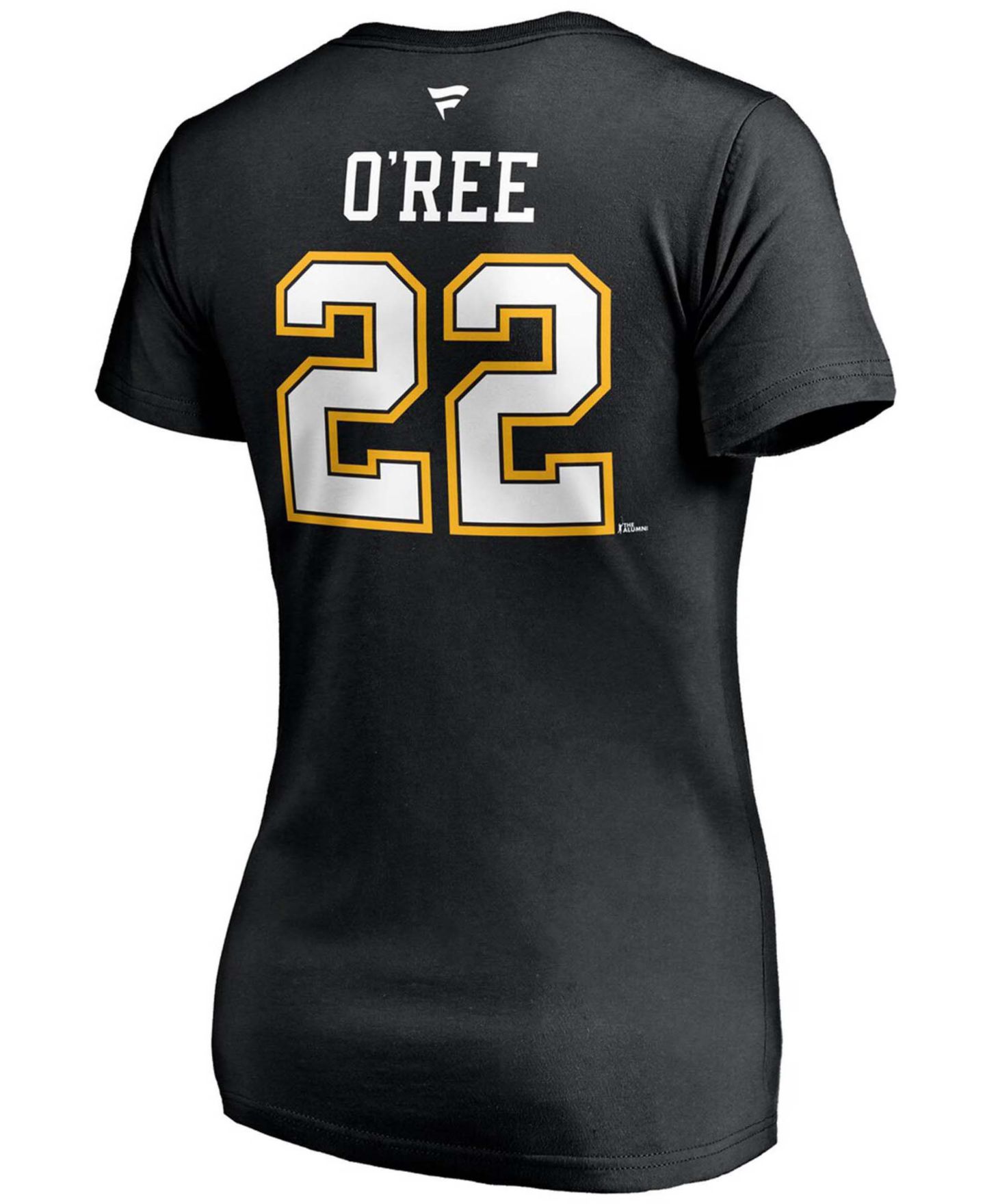 Женская футболка Fanatics Willie O'Ree Black Boston Bruins Authentic Stack Retired Player Name and Number V-Neck — фото 3