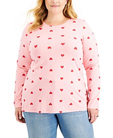 Plus Size Traveling Hearts Top, Created for Macy's