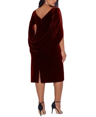 Betsy & Adam Plus Size Cape-Back Velvet Dress