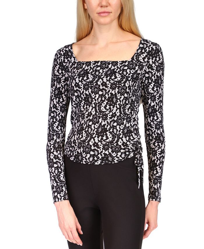 Michael Kors Ruched-Side Lace Top - Macy's