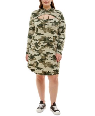 Almost Famous - Trendy Plus Size Cutout Hoodie Dress