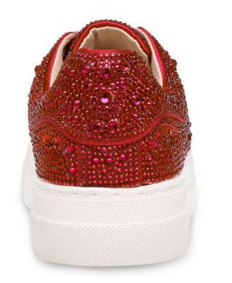 Betsey Johnson Sidny Lace-Up Rhinestone Platform Sneakers