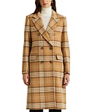 Lauren Ralph Lauren Plaid Double-Breasted Wool-Blend Walker Coat