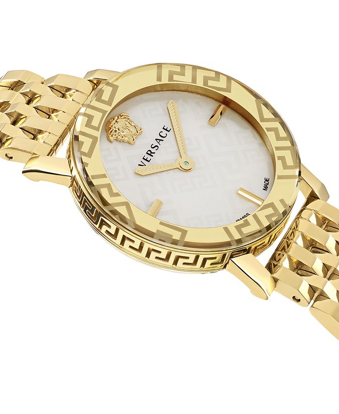 Versace Women's Swiss Greca Glass Gold Ion Plated Stainless Steel ...