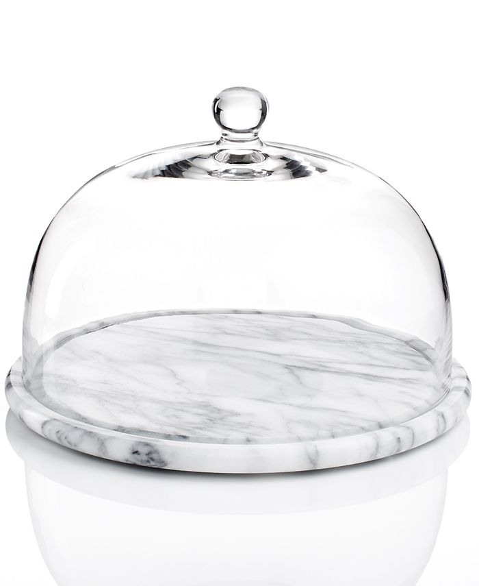 Godinger - Serveware La Cucina Marble Round Tray with Glass Dome