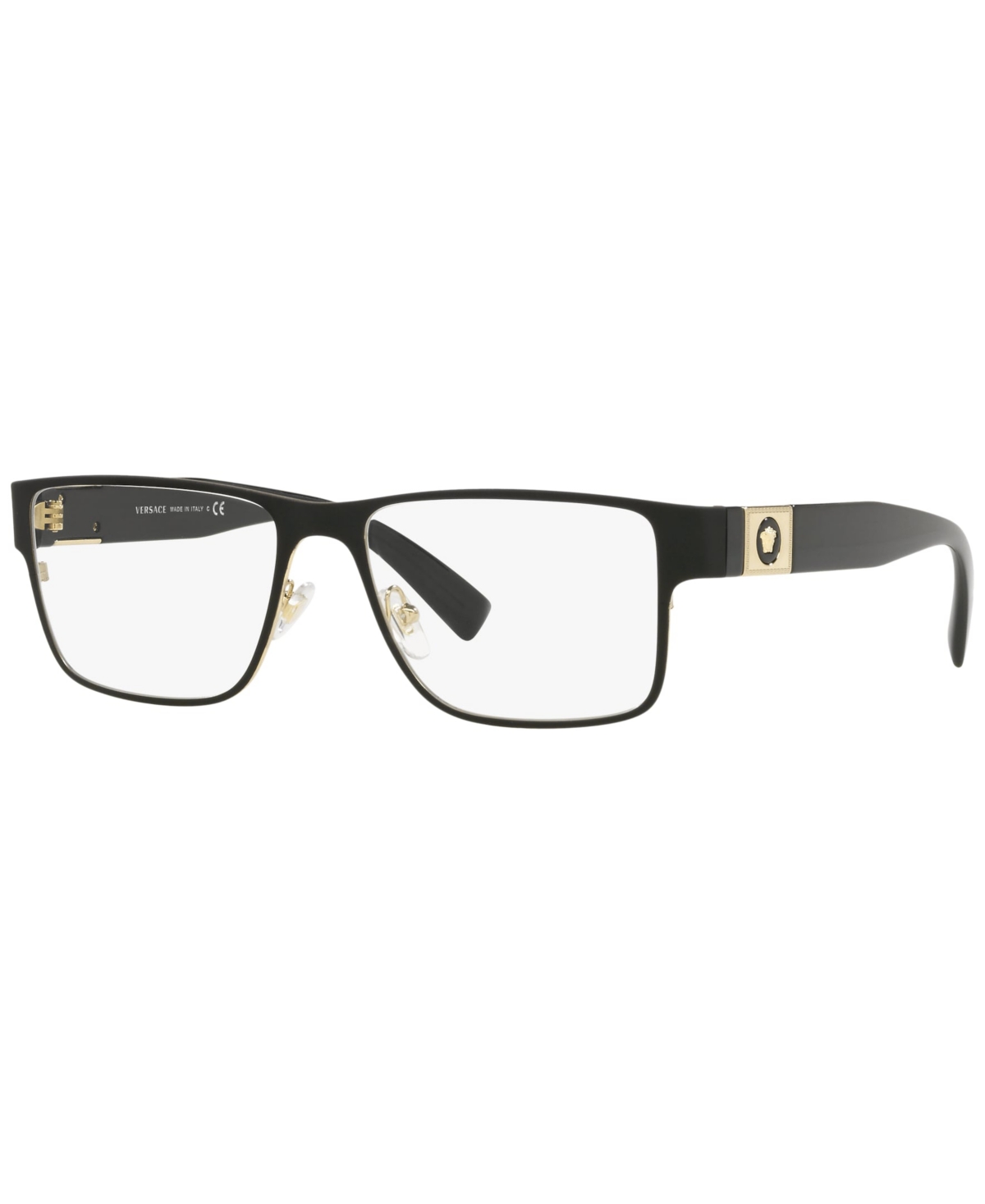 VE1274 Men's Rectangle Eyeglasses - Matte Black, Gold-Tone