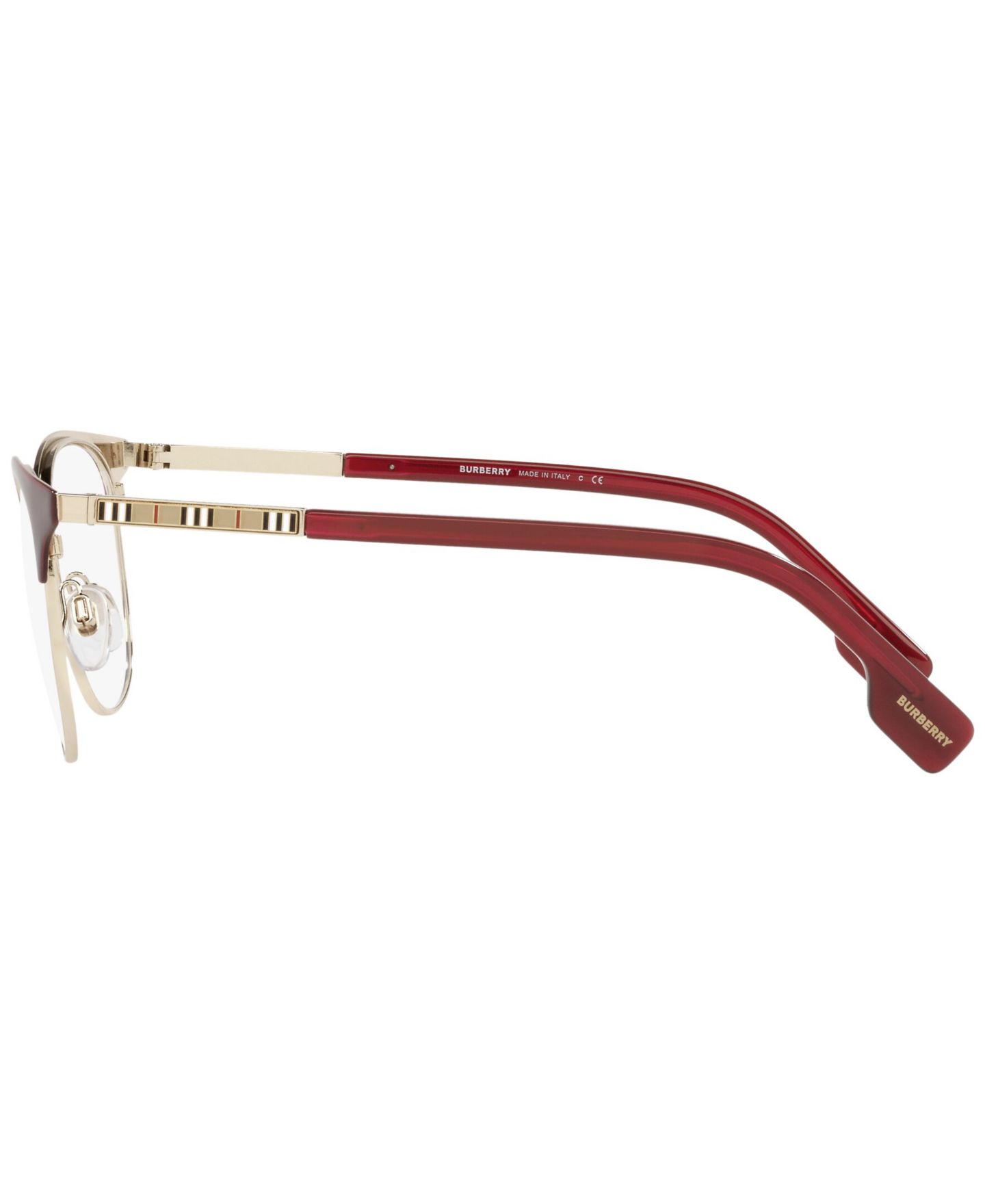 Женские очки Burberry Woman Square Metal BE1355 Sophia Eyeglasses, цвет: Золотой / Бордовый — фото 3