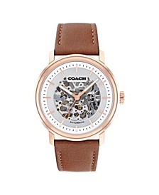 Men’s Harrison Automatic Saddle Leather Strap Watch 42mm