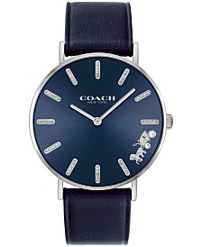 Women's Perry Navy Leather Strap Watch 36mm
