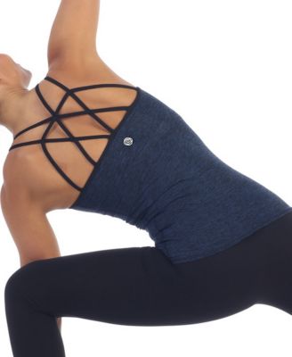 Women's Lattice Back Built in Bra Workout Top