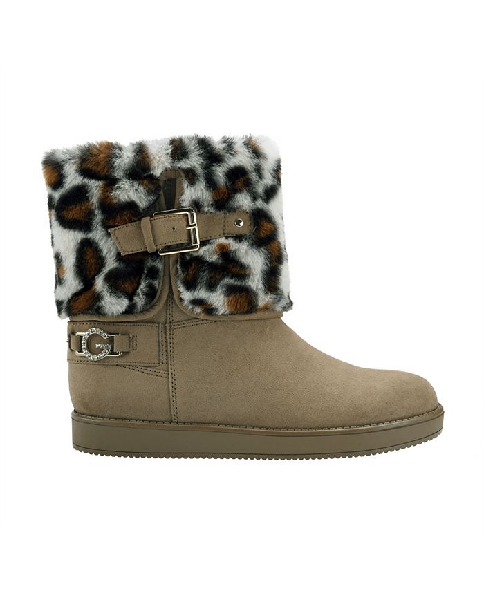 gbg los angeles women's harlin round toe stacked heel boot