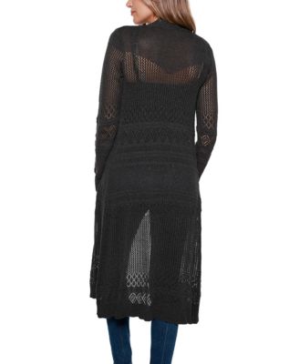 Pointelle-Stitch Duster Cardigan Sweater