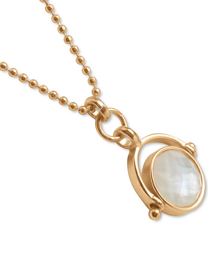 Lucky Brand GoldTone Double Stone Flip Pendant Necklace, 17" + 2