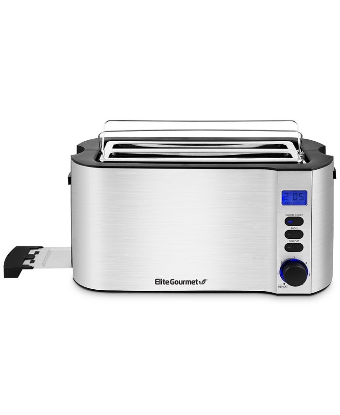 Elite Gourmet 4Slice Long Slot Digital Countdown Toaster, 6 Toast