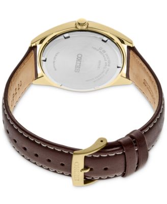 Men's Essentials Brown Leather Strap Watch 40mm