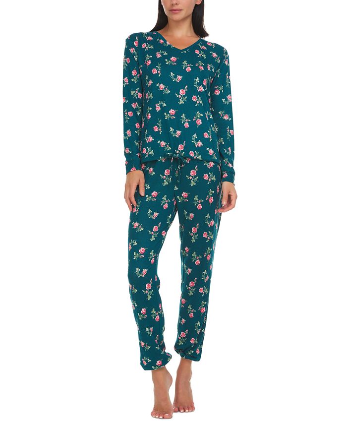 Flora By Flora Nikrooz Jenna Printed Sweater Knit Pajama Set Reviews All Pajamas Robes Loungewear Women Macy S