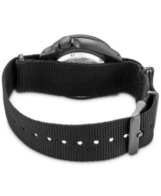 Men's Automatic 5 Sports Black Nylon Strap Watch 43mm