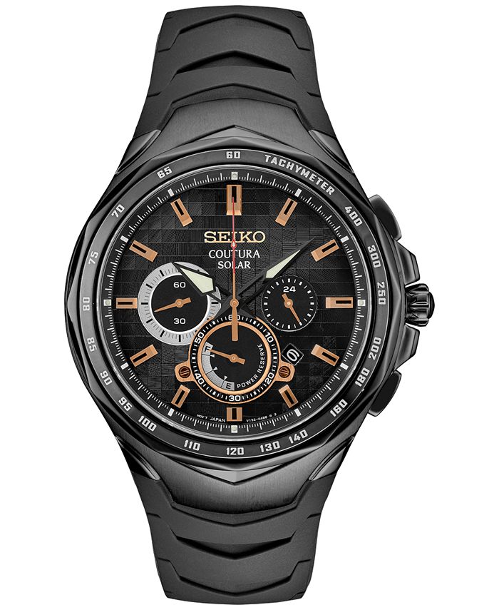 Seiko Men's Chronograph Coutura Solar Black Rubber Watch 46mm & Reviews -  All Watches - Jewelry & Watches - Macy's