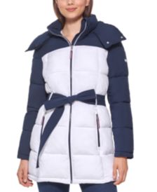 Colorblocked Belted Hooded Puffer Coat, Created for Macy's