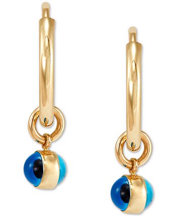 Macy's - Evil Eye Glass Bead Dangle Hoop Earrings in 10k Gold