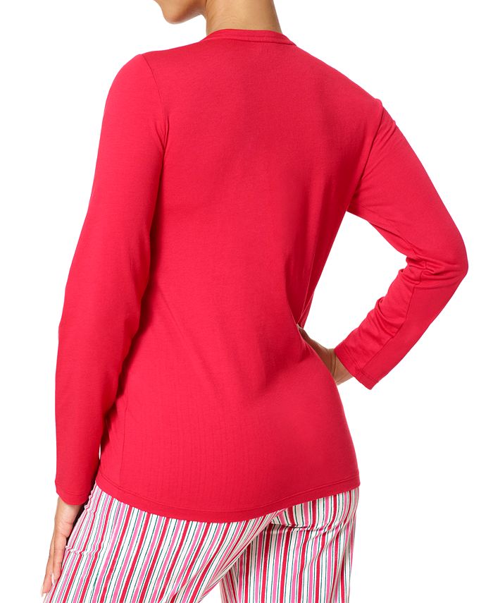 Hue Solid LongSleeve VNeck Pajama Top Macy's