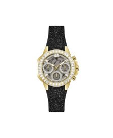 Women's Black Glitter Silicone Strap Multi-Function Watch 36mm