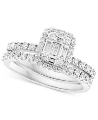 EFFY&reg; Diamond Cluster Bridal Set (1 ct. t.w.) in 14k White Gold
