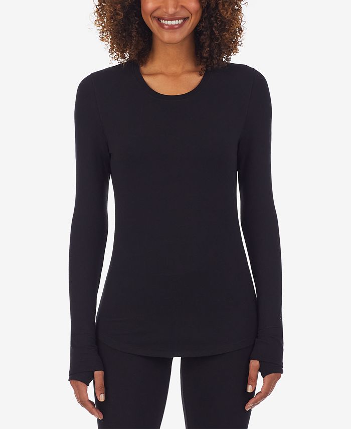 Cuddl Duds Women's Long-Sleeve Thumbhole Crewneck Top - Macy's