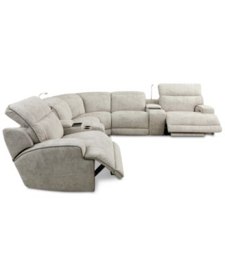 Sebaston 7-Pc. Fabric Sectional with 2 Power Motion Recliners and 2 USB Consoles, Created for Macy's
