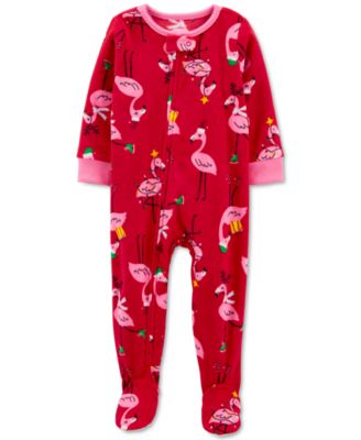 Carter's - Baby Girls 1-Piece Christmas Flamingo Fleece Footie Pajamas