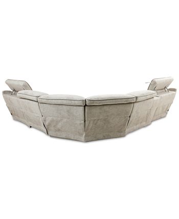 Furniture - Sebaston 6-Pc. Fabric Sectional with 2 Power Motion Recliners and 1 USB Console