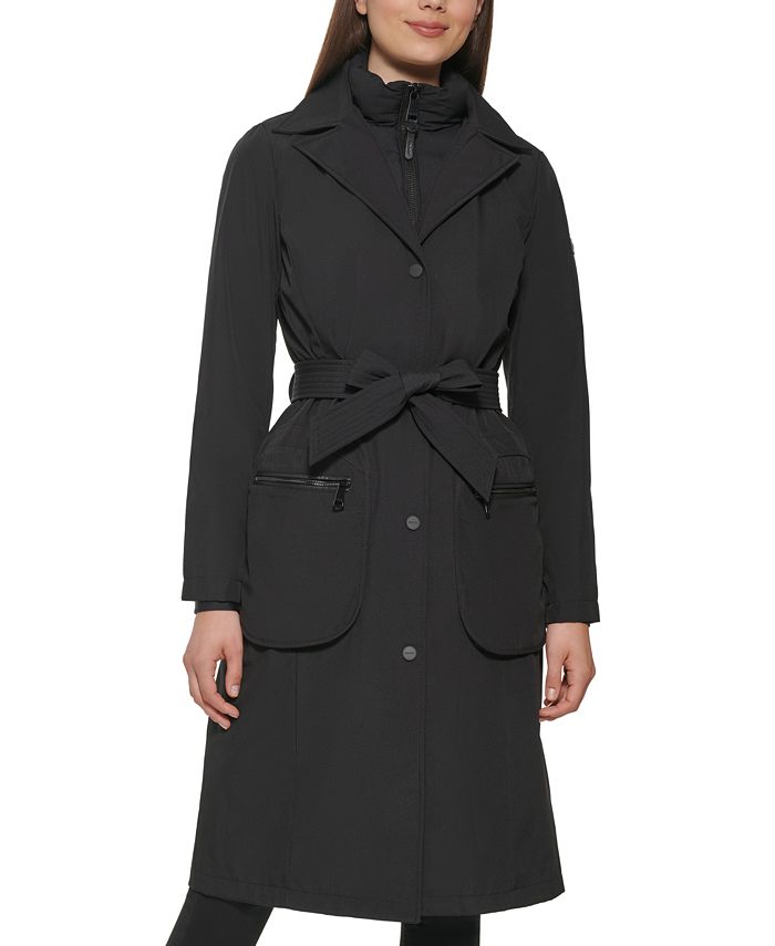 DKNY Bibbed Belted Hooded Trench Coat Macy's