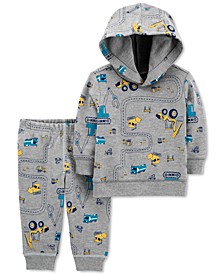 Toddler Boys 2-Pc. Construction-Print Sweatshirt & Pants Set