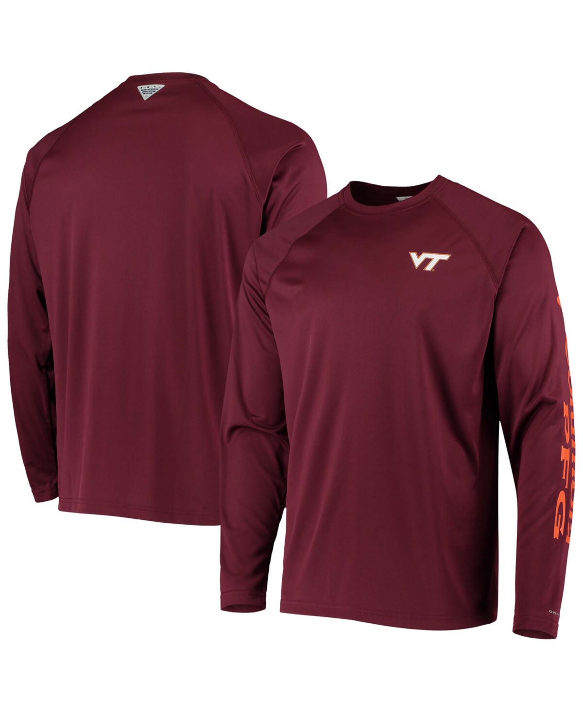 Men's Pfg Maroon Virginia Tech Hokies Terminal Tackle Omni-Shade Long Sleeve T-shirt - Maroon