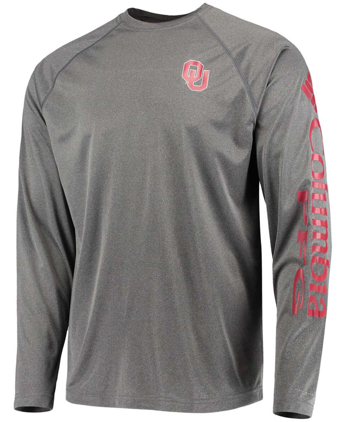 Мужская футболка Columbia Charcoal Oklahoma Sooners PFG Terminal Tackle Omni-Shade Long Sleeve — фото 3